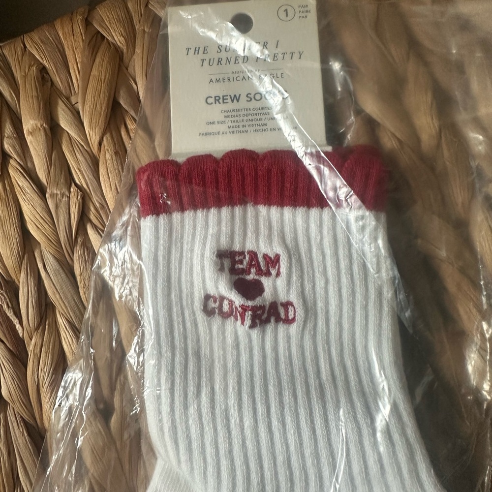American Eagle Outfitters White Socks with Red Trim